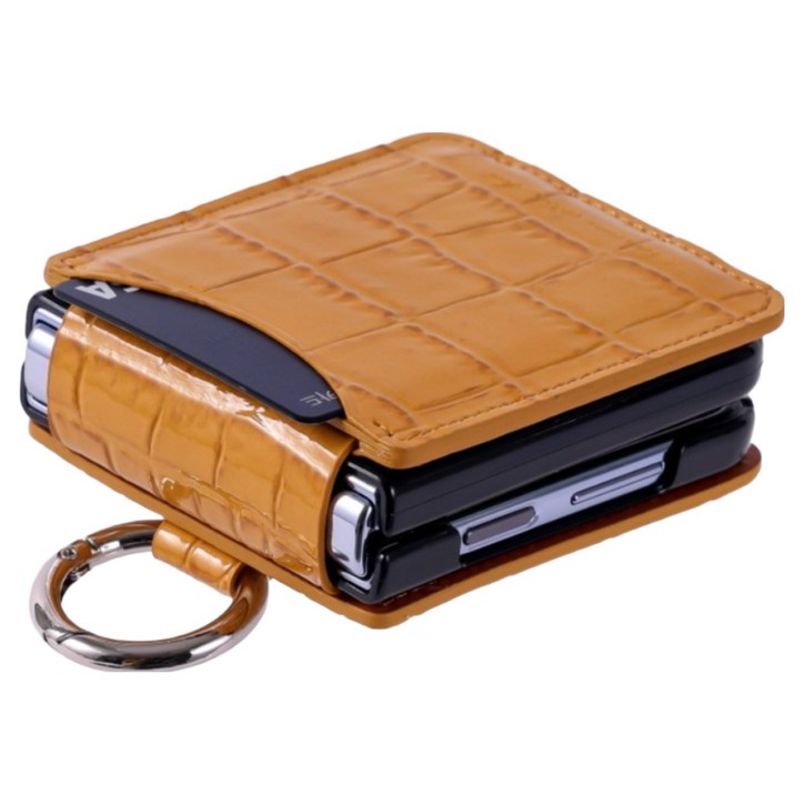 본아띠 폴라리스 소가죽 악어 힌지보호 갤럭시 Z플립 카드 지갑 핸드폰케이스