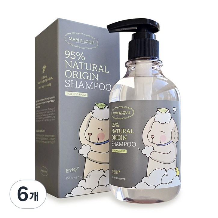 마리앤루이 펫샴푸 천연강아지샴푸 저자극 피부병 올인원 강아지샴푸, 300ml, 6개
