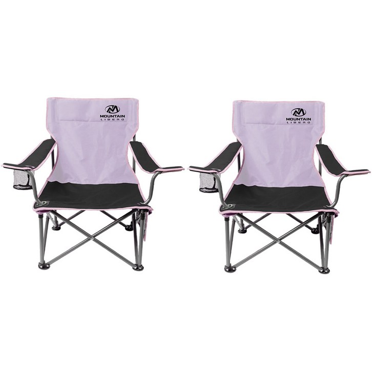 Libero 로커스 로우 와이드 체어 2개 세트, 블랙  핑크, 1세트