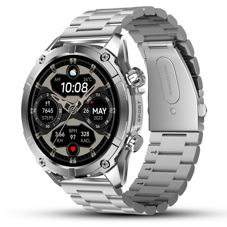 1.43인치 AMOLED 아웃도어 스마트워치 Y7 블루투스 통화가능 SOS 지원 GPS 운동시계, GPS  블루투스, 39mm, 실버