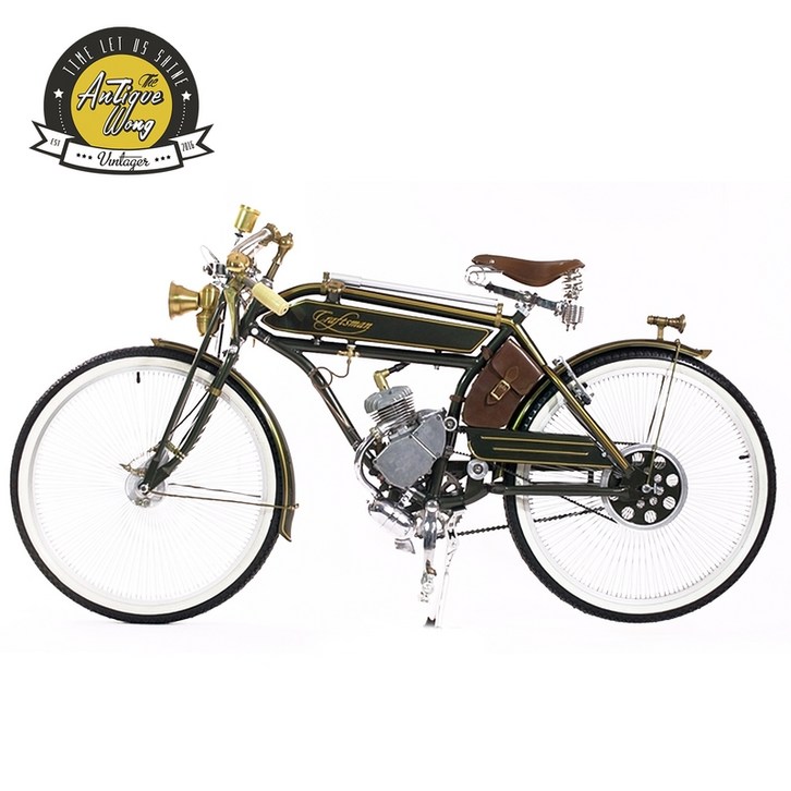 클래식모페즈바이크 레트로모페즈쿠터 40cc 장인 1924 레트로 기관차 오토바이 자전거 연료 부스트 장인 골동품 자동차