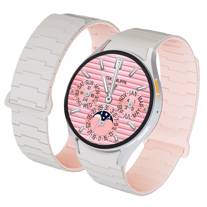 캘릭스 갤럭시워치 호환 실리콘 버클링 마그네틱 스트랩 밴드 시계줄, 로지베이지, 1개