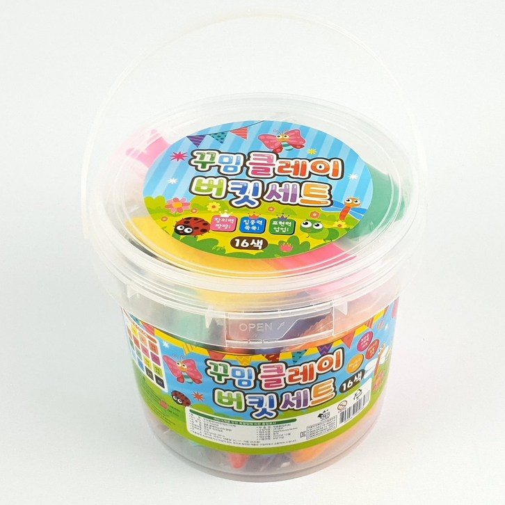 달콩팬시 꾸밈 클레이 16색 버킷세트, 1개