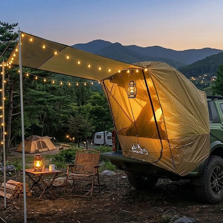차박텐트 차량용 도킹 꼬리 텐트 폴대 가방 포함, 차량용23인, 카키브라운
