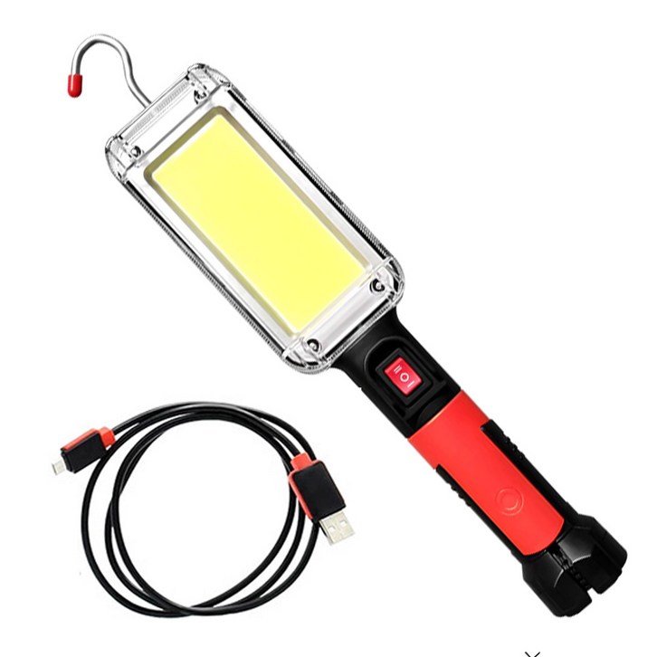 몬스터파워 작업등 COB LED 휴대용랜턴 충전식 집게 자석부착 후레쉬 캠핑등, 1개