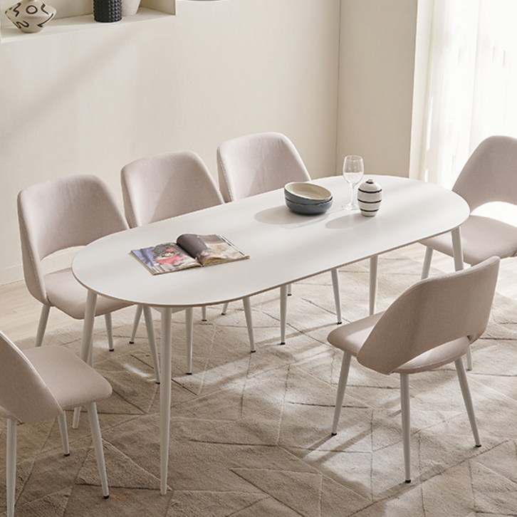 삼익가구클랜 타원형 통세라믹 6인용 1800 식탁 테이블