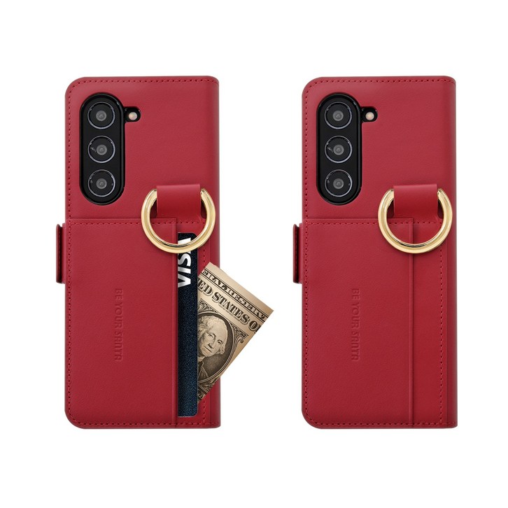 비유어산타 유해 전자파 차단 이태리 가죽 갤럭시 Z폴드5 케이스 링 핑거 카드수납 가디언