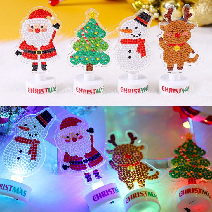 크리스마스 보석십자수 무드등 만들기10개입 패키지 LED등