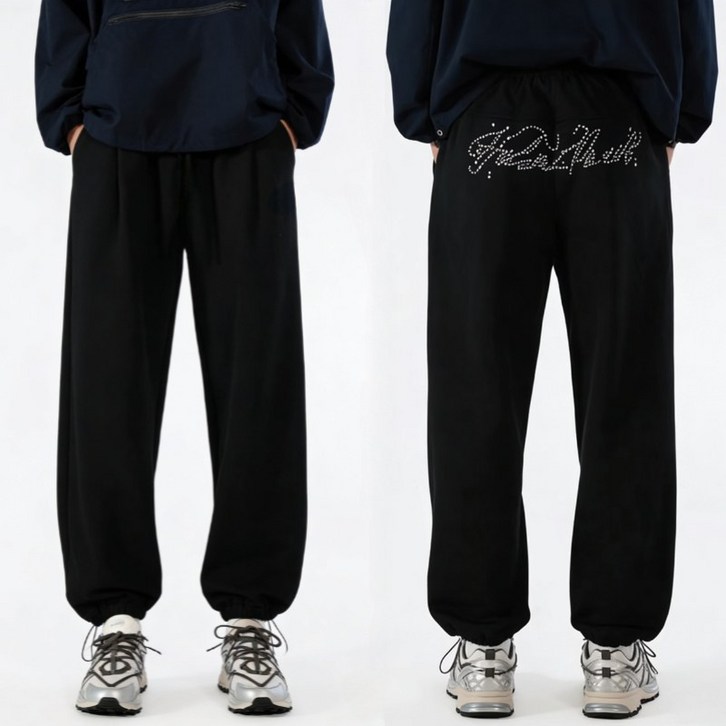 kosarte 남여공용 와이드팬츠 트레이닝 남성 긴바지 핫피스 트레이닝팬츠 검정 긴 바지