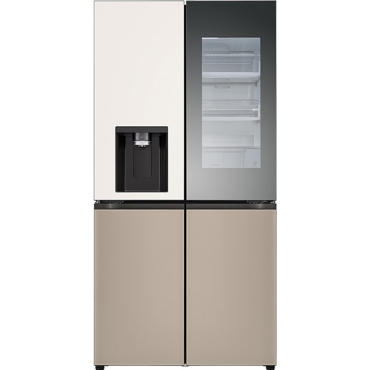 색상선택형 LG전자 디오스 오브제 얼음정수기 글라스 4도어 노크온 냉장고 방문설치