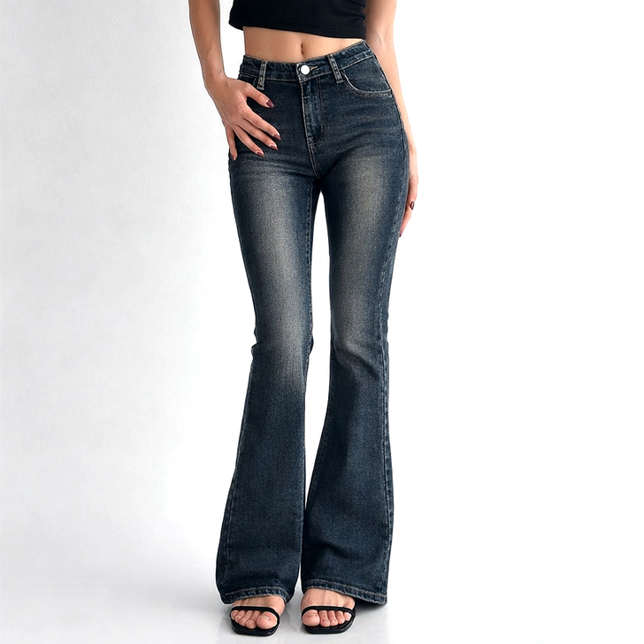 라라온 여성용 숏기본롱 기장 부츠컷 빈티지워싱 청바지 TSP3132