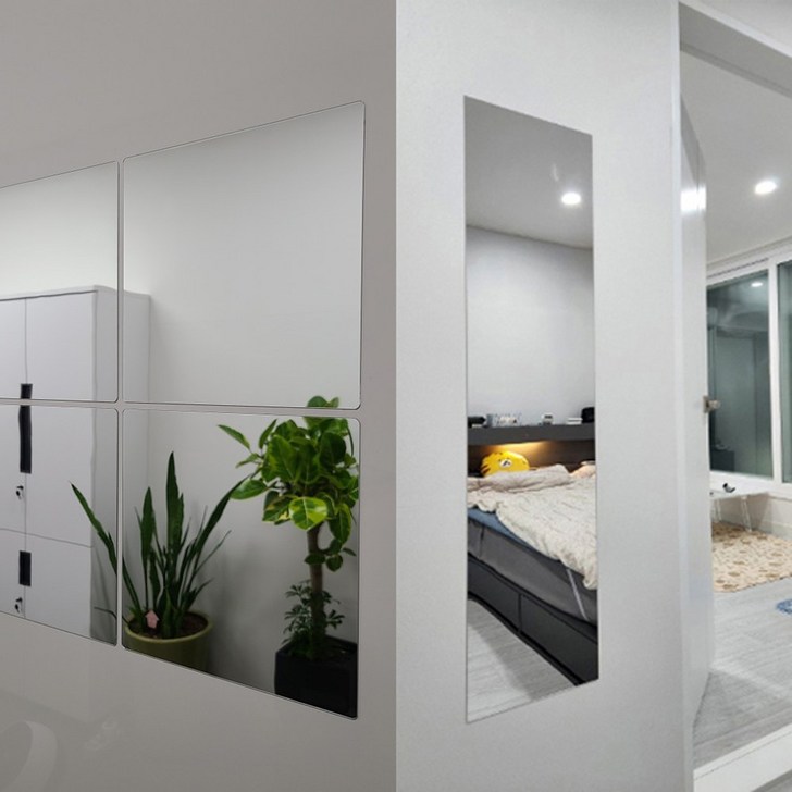 대형 모칸도 아크릴 거울 35X150cm 모서리 직각형 접착식 DIY거울 두께 2mm 재단가능, 모서리직각 35X150 2mm