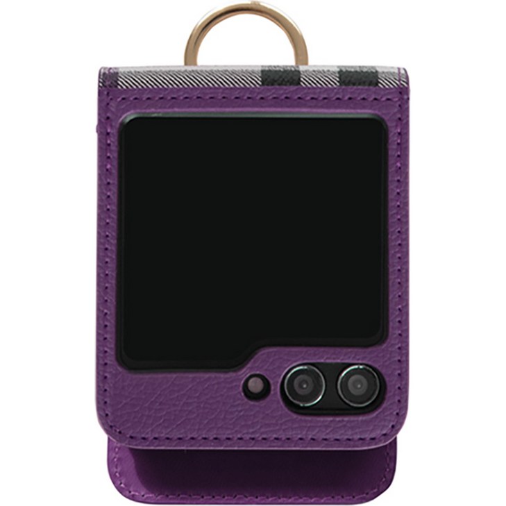 iRUDA 체크 패턴 레더 카드 포켓 휴대폰 케이스