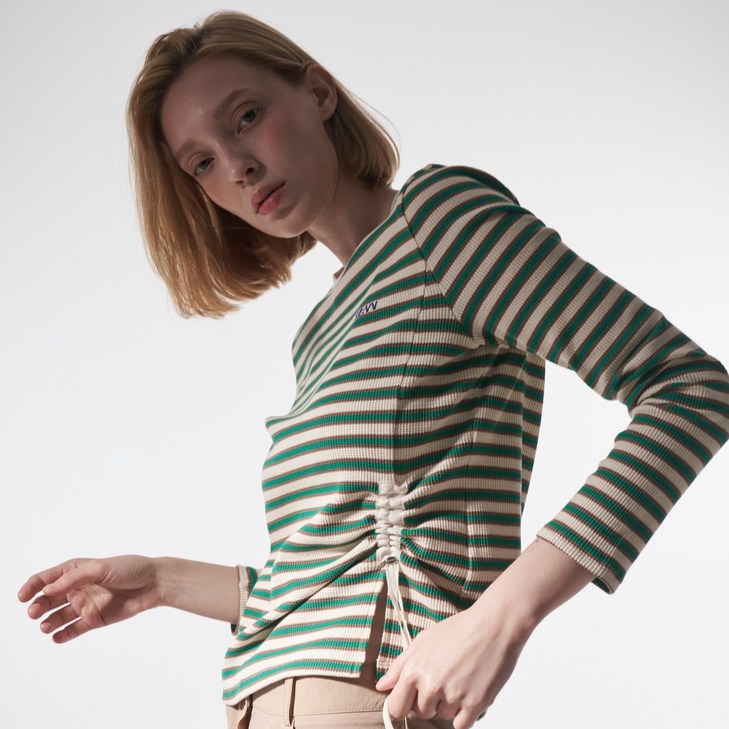 올리비아로렌 여성용 REVV 멀티 스트라이프 티셔츠 VVSAL5F7231