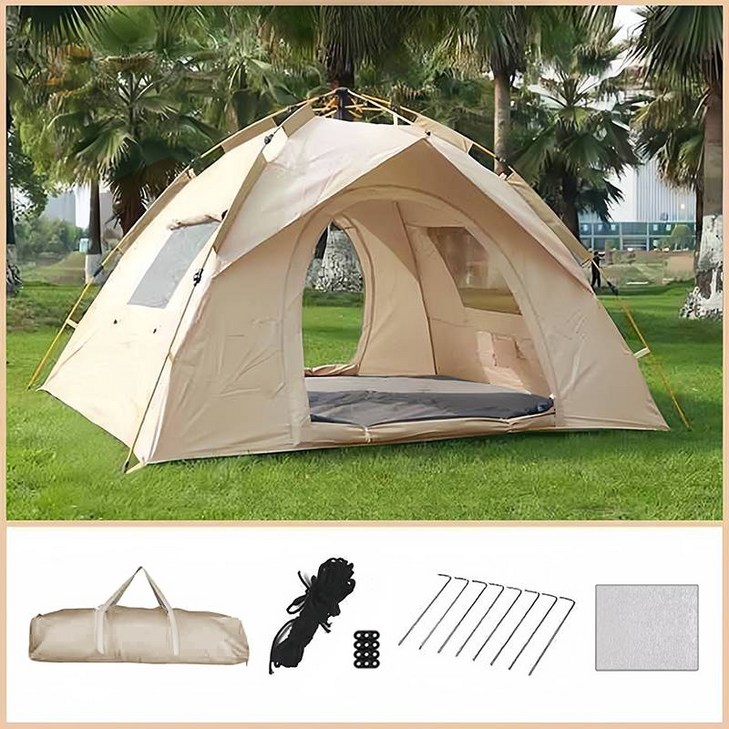 캠핑텐트34인용문 빠른 설치 원터치캠핑텐트 방습 매트수납팩 증정