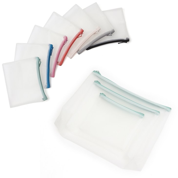 베베띵 말랑 투명 어린이집 파우치 유아 외출 간식 감성파우치 대중소 3종 어린이집 준비물 등원과 입소 준비 유치원용 파우치