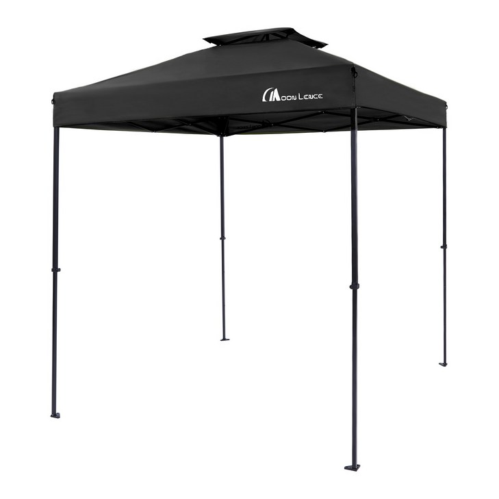 MOON LENCE 원터치 타프 사각 캠핑 타프 방수 타프 그늘막 타프 시스템 파고라 3단 고도 조절 자외선 차단 UPF50 조립 간단 UV타프막 스틸프레임, 검은색