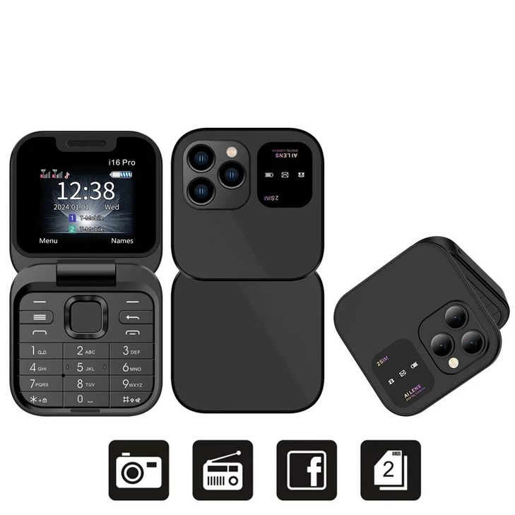 SERVO I16 프로 미니 폴드 휴대폰 2G GSM 듀얼 SIM 카드 속도 다이얼 비디오 플레이어 매직 보이스 3.5mm 잭 FM 소형 플립