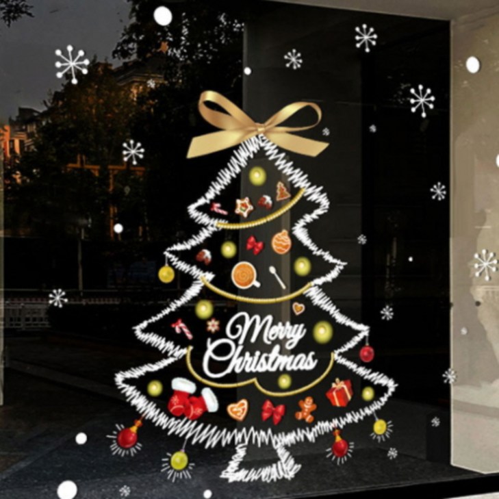 크리스마스 트리 스티커 붙이는 윈도우 벽트리 유리창 데코 소품 장식 창문 성탄절