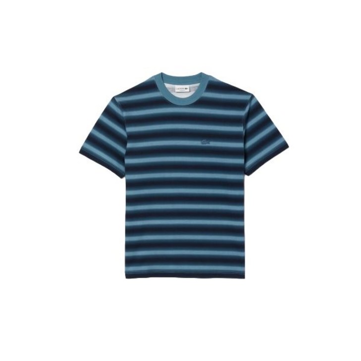 국내매장상품 LACOSTE 라코스테 반팔티 남성 그라데이션 스트라이프 티셔츠 다크블루스트라이프 384508