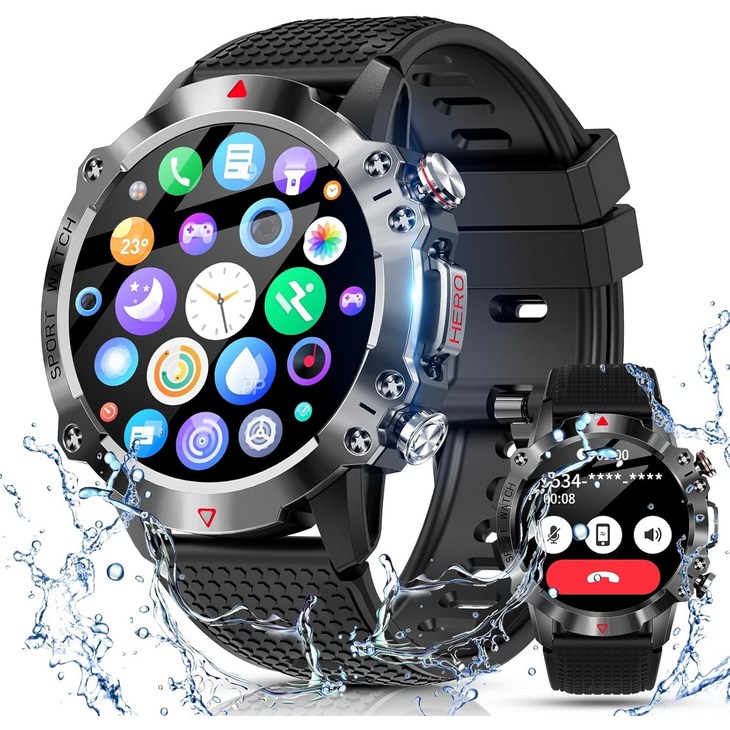 iphone 스마트 워치2025 업그레이드 군용 규격Bluetooth5.3통화 착신SMSLINE등 앱