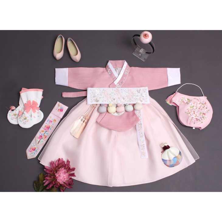 백일 돌 세트구성 여아한복 연아 분홍당의 날개치마 한복세트10적용