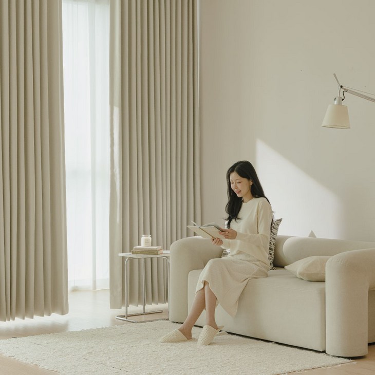 밀리무드 100 빛차단 깊은잠 방한 방풍 암막커튼 2p  커튼끈 2p