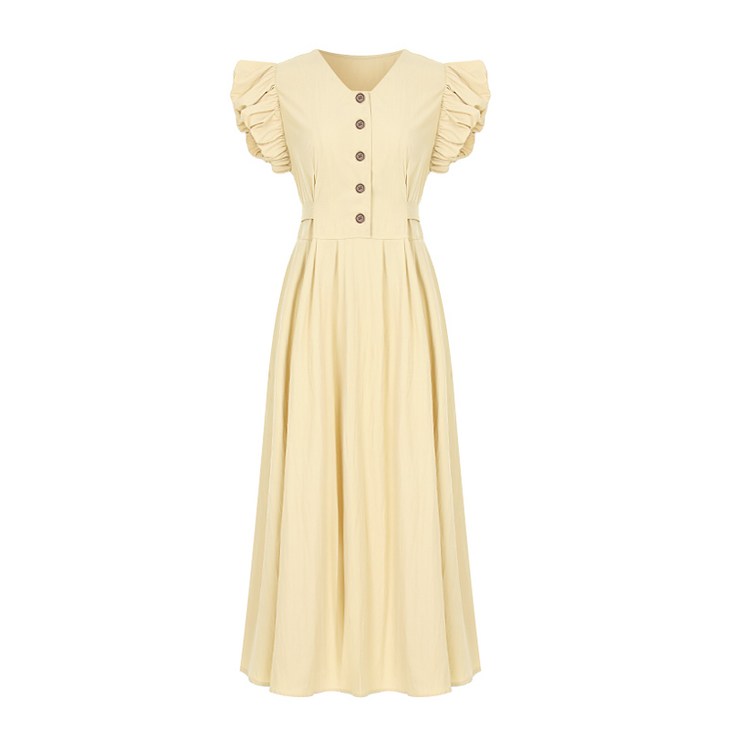 페이지플린 셔링 퍼프 버튼 스트랩 원피스 P4BOP046C