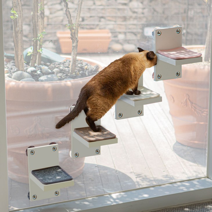 냥단 스텝 고양이 벽부착 캣워크 미니 선반 윈도우 캣타워 화이트 DO23051