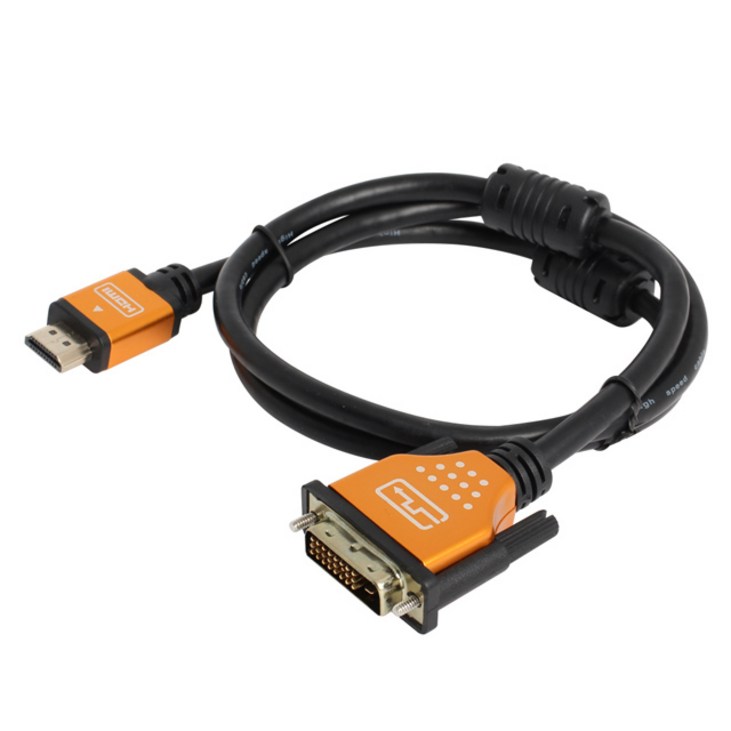 엠비에프 DVI to HDMI 골드 메탈 케이블 MBFDMHMG050, 1개, 5m