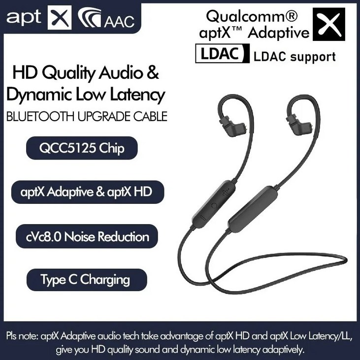 신상 Pizen 넥밴드 무선 블루투스 케이블 QCC5125 LDAC aptX 적응형 HD 오디오 애호가 IEM MMCX 2PIN 80 QDC A2 40PRO