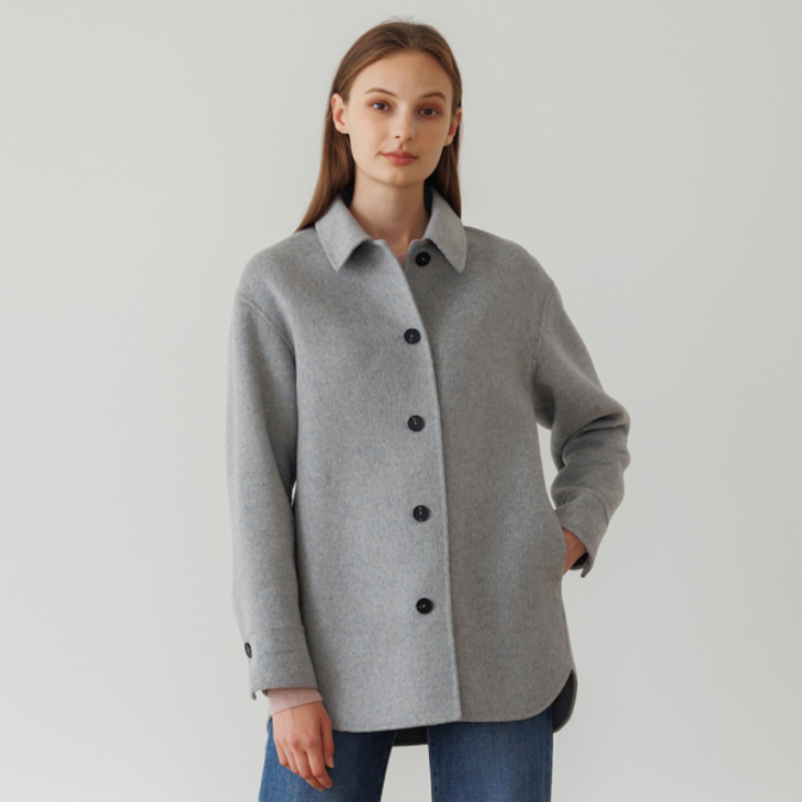 더핸드메이드 울 블렌드 플랫 카라 재킷 V