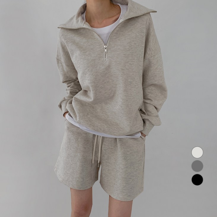 바블링브룩 여성용 반집업 맨투맨  하프 팬츠 세트