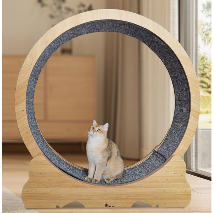 런캣 캣휠 롤러 실내사용 고양이 운동훈련 헬스 캣휠 원목색 다양한 크기