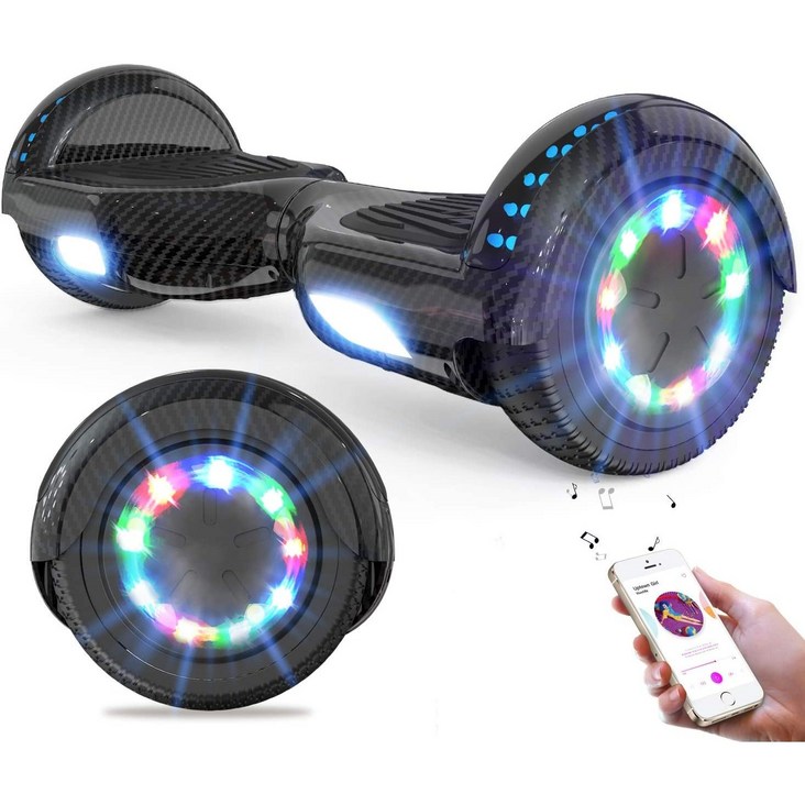 Cool  Fun LED블루투스 6.5인치 전동휠, 전동투휠, 블랙