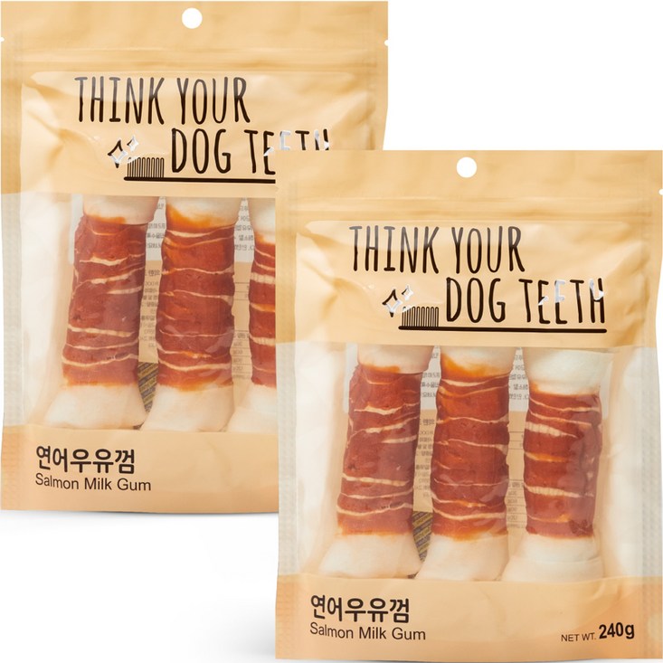 강아지 Think your dog teeth 연어우유껌 대형 240g 3p