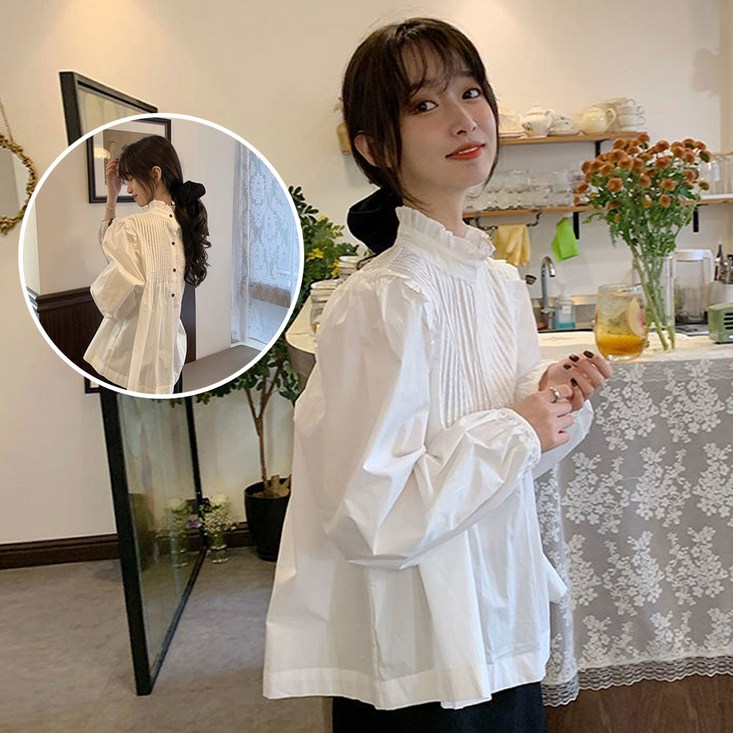 여성 봄가을 넥 프릴 셔츠 블라우스 S144 여성 봄가을 넥 프릴 셔츠 블라우스 S144