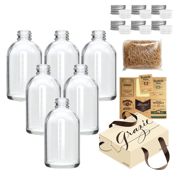 미르코리아 위스키 키트 바이알 유리병 아치 50ml x 6p 실버세트 SK50F, 1세트