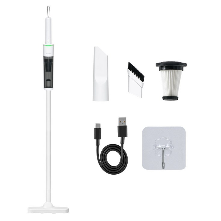 홈리아 BLDC 핸디 스틱 무선 진공 청소기 룸스틱 프로 HA14BL  2 in 1 솔 틈새 브러시  무타공 거치 후크 세트, 화이트, HA14BL