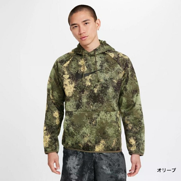 나이키 남성 TF 카모 AOP 풀오버 후드티 올리브 FZ1089