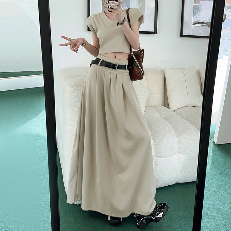 대박난박양 크롭티 롱스커트 SET