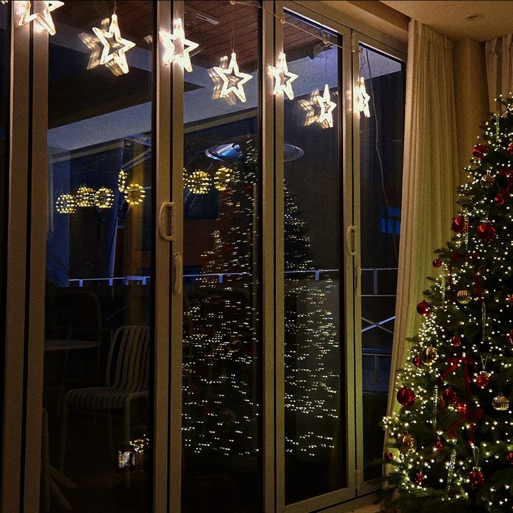 트리킹 LED 화이트별 전구 크리스마스 카페 홈 인테리어, 4개, 웜색