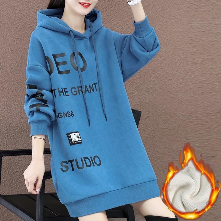 순면 기모 후드맨투맨 롱 가을겨울 루즈핏 빅사이즈 후드원피스