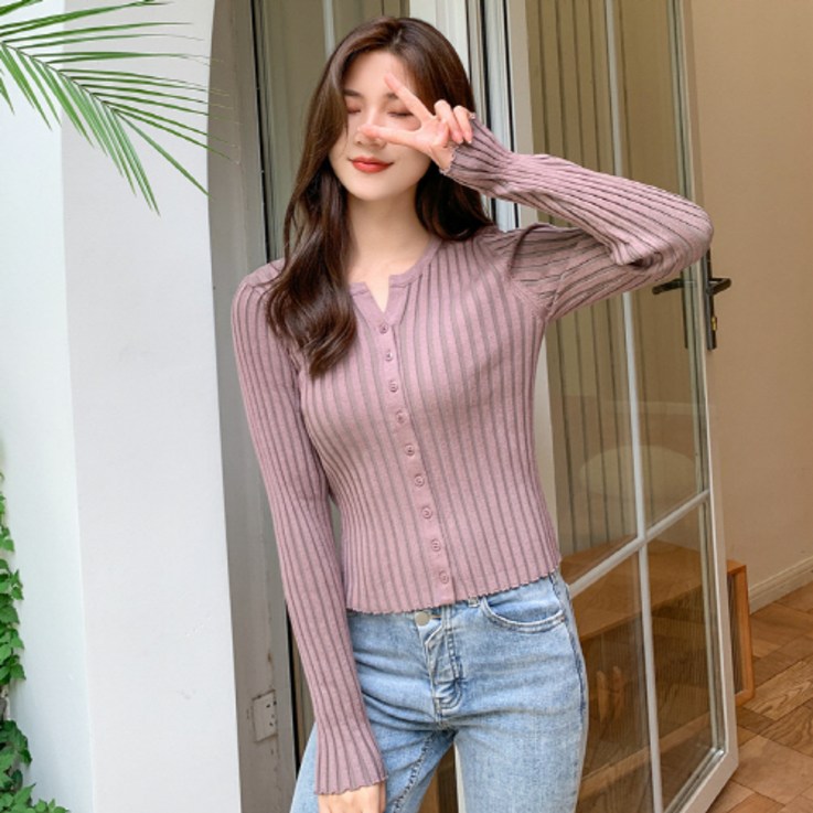 안다로미 여성용 라인스루 가디건
