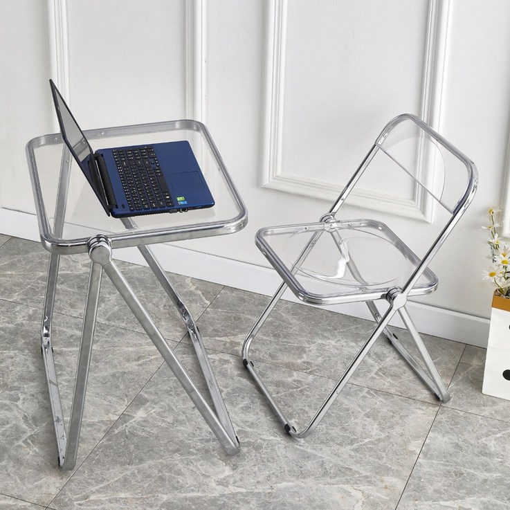 BMKC 플리아체어 아크릴 투명 접이식 디자인 인테리어 의자, 1개