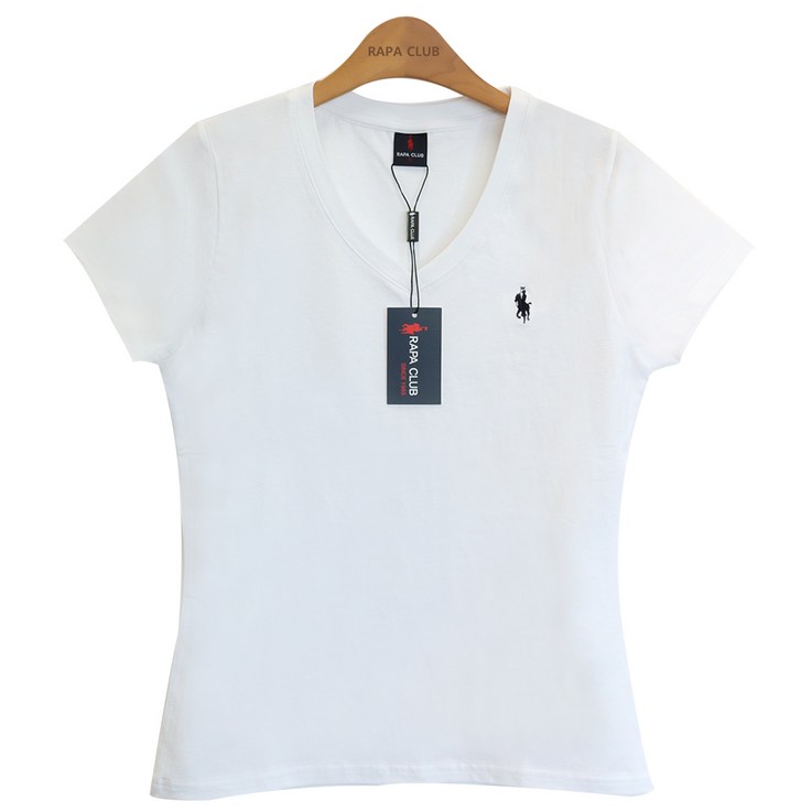 라파클럽 여성 슬림핏 브이넥 반팔 티셔츠 - 투데이밈
