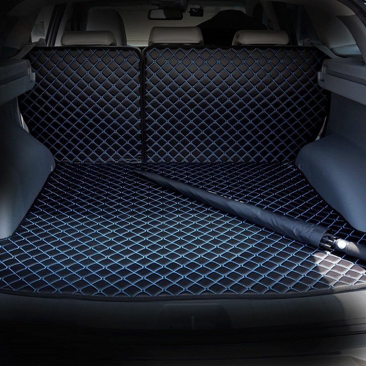 아이빌 현대 넥쏘 신형퀼팅 4D 자동차 트렁크매트 + 2열등받이 풀세트, 블랙+블랙, 현대