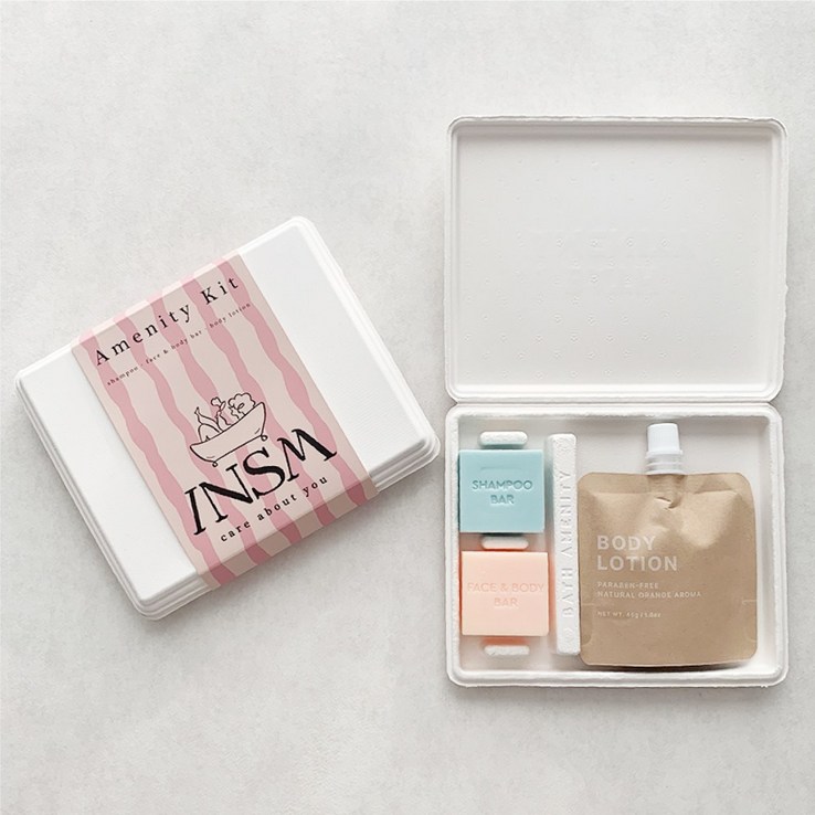 친환경 여행용 출장용 무자극 어메니티 키트샴푸바 페이스바디바 바디로션, 1개