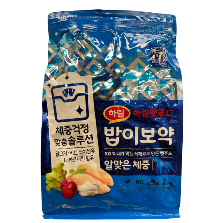 하림펫푸드 밥이보약 알맞은 체중 강아지 사료, 닭, 2kg, 1개 하림펫푸드 밥이보약 알맞은 체중 강아지 사료, 닭, 2kg, 1개