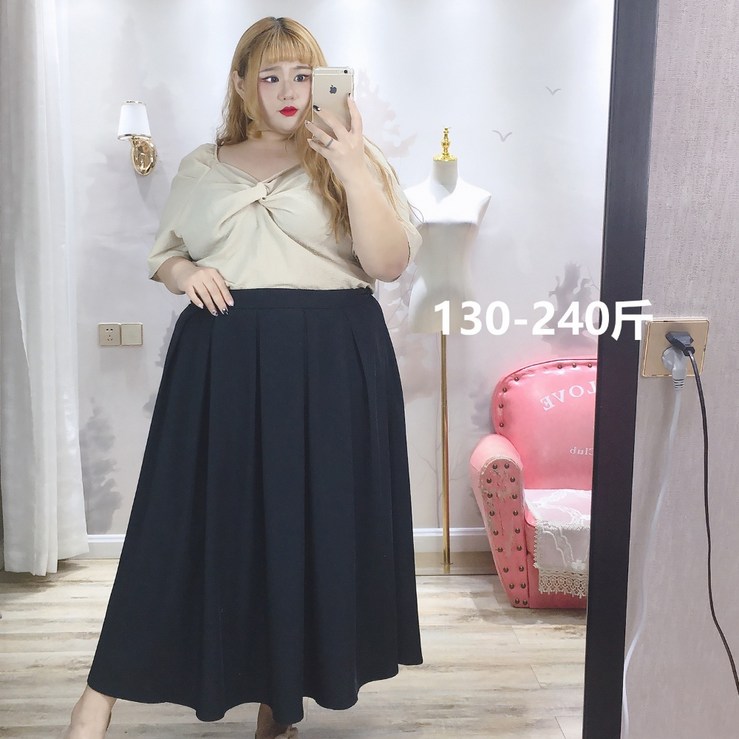 빅플러스 빅 사이즈 오피스룩 단정한 편안한 주름 차르르 120KG 롱 스커트